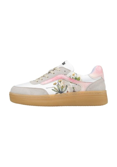 Kadın Vegan Deri Beyaz Sneakers - Botanical Notes Tasarım Çok Renkli
