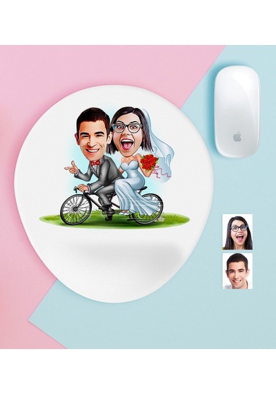 Kişiye Özel Evleniyoruz Karikatürlü Bilek Destekli Mouse Pad-3