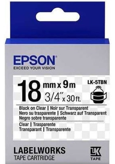 Epson Lk-5Tbn Transparan Üzerine Siyah Etiket