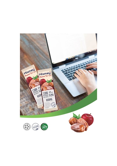 Mixmey Hurma Meyve Barı 12 Adet | Atıştırmalıklar – Vegan, Glutensiz, Koruyucusuz (20GR X 12 ADET)