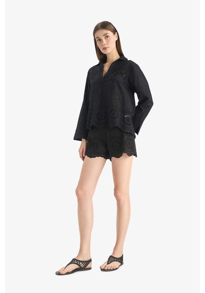 Defacto Regular Fit Brode Plaj Şortu E0599AX25SM Siyah