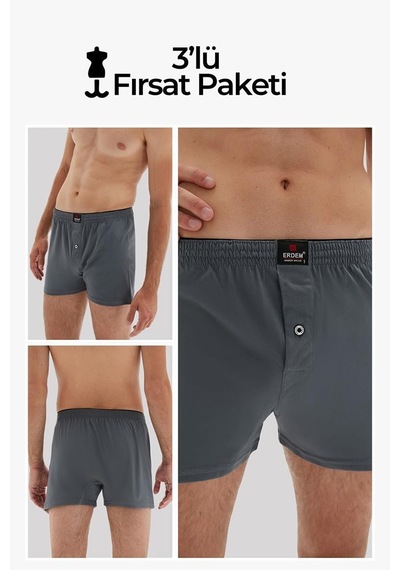Erdem Füme 3'lü Penye Boxer 1400 Füme