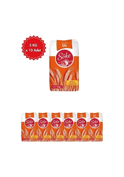 Araz Et Un 5 Kg X 10 Paket Çok Amaçlı Buğday Unu Hamur Işi Ve Yemeklik