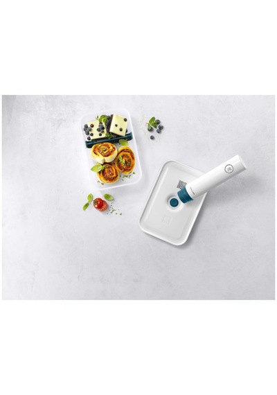 Zwilling Fresh & Save Vakumlu Yemek Taşıma Kabı, L Düz, Plastik, Yari Şeffaf-akdeniz Mavisi Beyaz