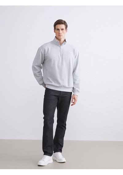 LC Waikiki Lc Waıkıkı Gri Fermuarlı Dik Yaka Uzun Kollu Erkek Sweatshirt