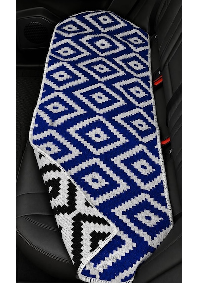 Efe Minder Oto Koltuk Kilim Seti - 3 Parça Takım - Çift Taraflı Mavi Beyaz-siyah Beyaz 1