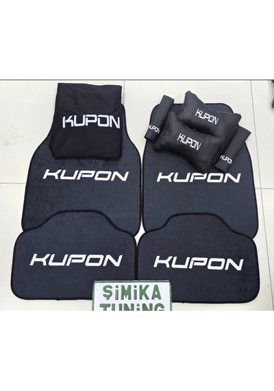 Kupon Siyah Kaymaz Taban Dekoratif Oto Halı Paspas Ve Likralı Servis Kılıfı Ön Ve Arka 4parça Takım 1 Takım