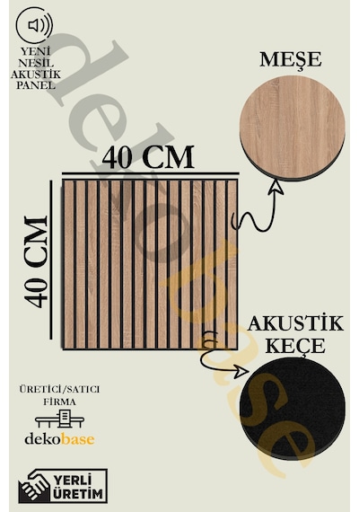 Meşe 10 Adet 40x40cm Yeni Nesil Akustik Ahşap Duvar Paneli