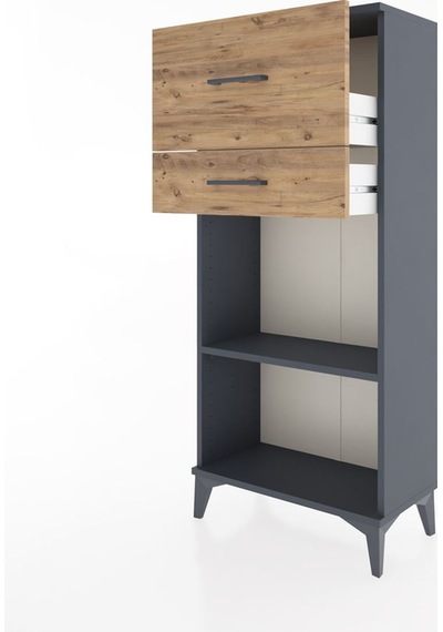Hyperion Dolap Tek Raflı 2 Çekmeceli 60x44x134 Antrasit-çam Antrasit