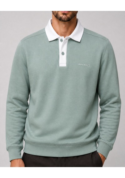 Redline Snap Erkek Regular Fit Düğmeli Kışlık Sweatshirt Mint