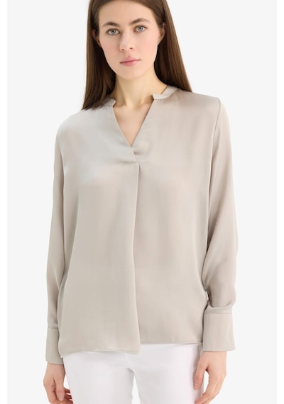 DeFacto Regular Fit Apaş Yaka Saten Uzun Kollu Bluz C3217AX25SPBG778