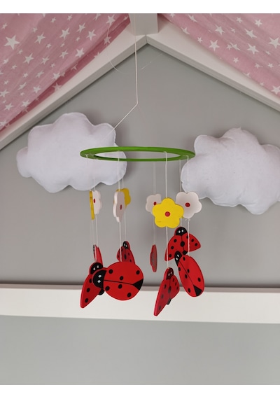 Bebek Beşik Süsü Dönence Organik Dekorasyon Montessori-mdl-2007 Kırmızı