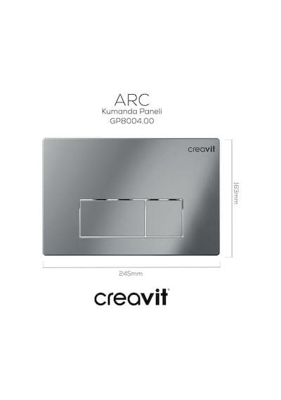 Creavit Arc Parlak Krom Kaplama Kumanda Paneli GP8004.00 Krom
