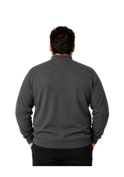 Battalmoda Erkek Büyük Beden Füme Yarım Balıkçı Pamuklu Kazak 3xl-4xl-5xl-6xl