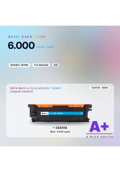 Hp 507a Ce401a Mavi Uyumlu Toner A Plus / Laserjet Enterprise 500 M551 / M575 / Pro 500 M570