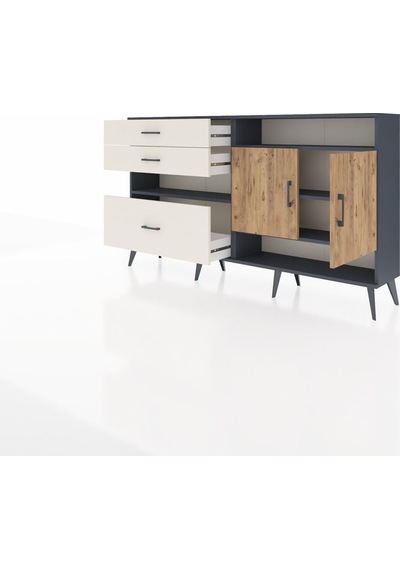 Arges Konsol 4 Raflı 3 Çekmeceli 2 Kapaklı 176x30x99 Antrasit-çam Antrasit-çam/aytaşı Arges Konsol 4 Raflı 3 Çekmeceli 2 Kapaklı 176x30x99 Antrasit-çam Antrasit-çam/aytaşı