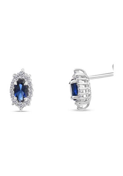 0.70 Karat Safir Pırlanta Küpe - Hrd Sertifikalı