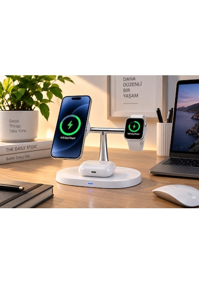 3in 1 Kablosuz Şarj Standı 15w Telefon Akıllı Saat Kulaklık Şarj İstasyonu 15w Kablosuz Şarj