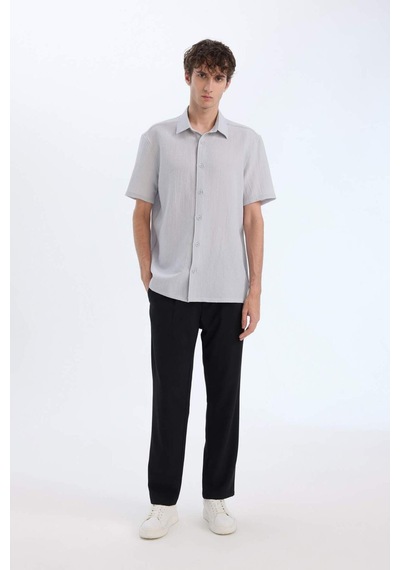 DeFacto Regular Fit Polo Yaka Krinkıl Yazlık Kısa Kollu Gömlek E1223AX25SMGR184