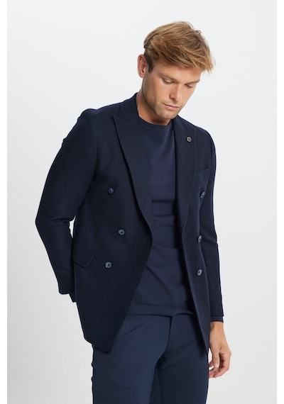 Ac&co Erkek Lacı Yünlü Slim Fit Dar Kesim Kırlangıç Yaka Kapak Cepli Blazer Ceket