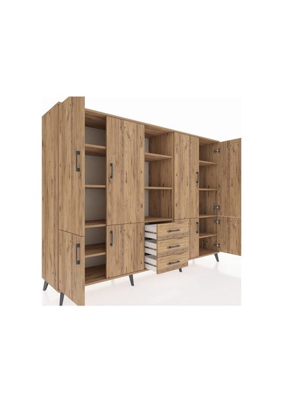 Hyperion Dolap 11 Raflı 3 Çekmeceli 8 Kapaklı 220x44x163 Çam-çam Çam-çam Hyperion Dolap 11 Raflı 3 Çekmeceli 8 Kapaklı 220x44x163 Çam-çam Çam-çam
