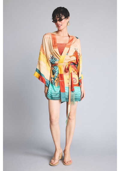 Defacto Jaquette X Defacto Desenli Kimono H1251ax26hsbg389 Bej-bg389