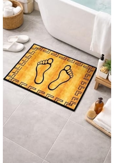 Banyo Ayak Paspası, Sarı, Süngerli, Modern Stil, Ayak Havlusu