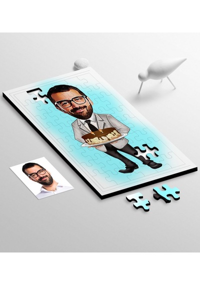 Kişiye Özel Bay Doğum Günü Karikatür 104 Parça Ahşap Puzzle - 4
