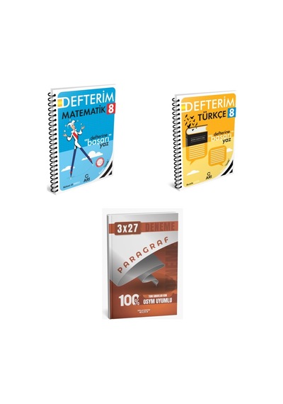 2027 Arı 8 Sınıf Defterim Matematik Matemito + Türkçe Türkçemino Konu + Anla Kazan Paragraf Deneme 3'lü Set