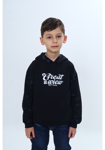 Toontoy Kids Toontoy Erkek Çocuk Great 98 Wiew Yazı Baskılı Sweatshirt Siyah