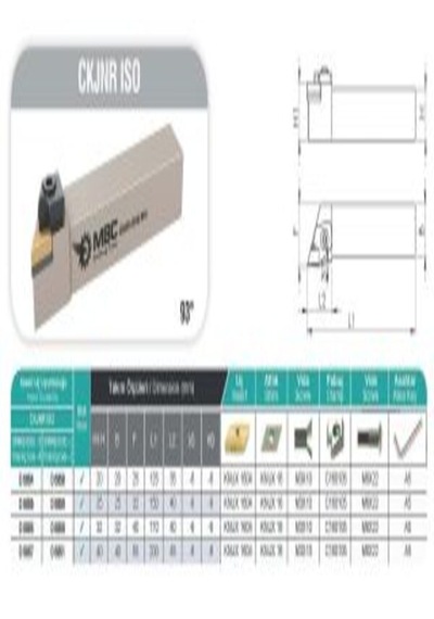 Ckjnr-25x25-m16 Dış Çap Tornalama Kateri