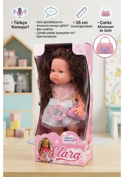Kumral Elara Türkçe Konuşan 35cm Kafası Kolları Ve Bacakları Et Gövdesi Sert Plastik Oyuncak Bebek 1 41132462