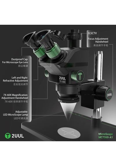 2uul Mc7060-a1 7-60x Senkron Zoom Trinoküler Pcb Mikro Çalışma Mikroskobu