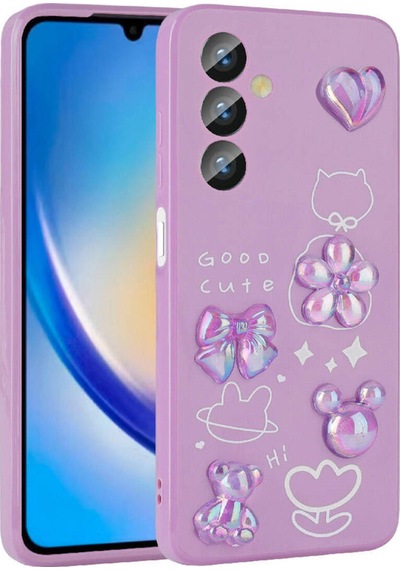 Galaxy A23 4g Kılıf Kabartma Figürlü Parlak Zore Toys Silikon Kapak Mor