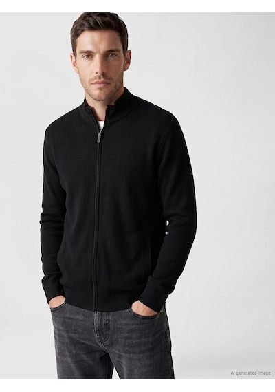 Lcwaıkıkı Classic Siyah Regular Fit Dik Yaka Erkek Triko Hırka