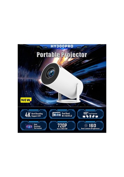 Hy300 Wifi6 Projektör Android 11 4k 150 Ansı Bt 1280x720p Taşınabilir Ev Sinema Projeksiyon