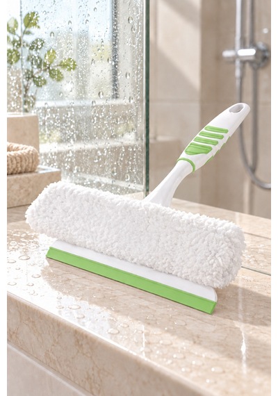 Softon Peluşlu Cam Sileceği 2 Si 1 Arada Bezli Cam Çekçek Çekpas Duşakabin Ve Pencere Temizleyici 19 Cm Beyaz-yeşil - 937052010