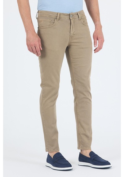 İmza Koyu Bej Pamuklu 5 Cep Casual Slim Fit 5 Cep Pantolon 1003250318 Fransız Bej