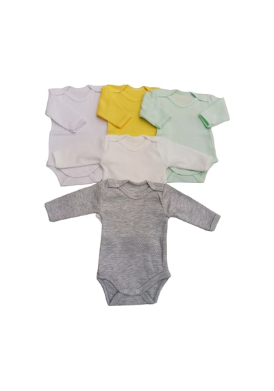 Özdemirli Bebe Uzun Kollu Çıtçıtlı Badi Bisiklet Yaka Body Zıbın (5li Paket)
