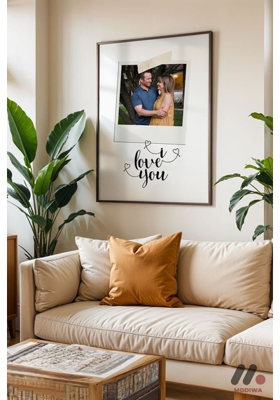 Kişiye Özel I Love You Polaroid Poster, Siyah Çerçeveli Duvar Tablosu - Sevdiklerinize Özel Hediye