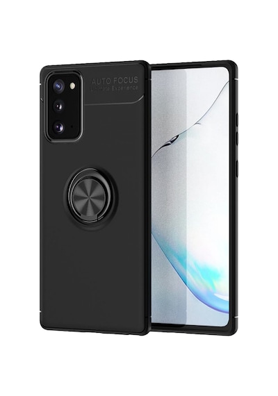 Samsung Galaxy Uyumlu Note 20 Yüzüklü Power Silikon Kılıf Siyah