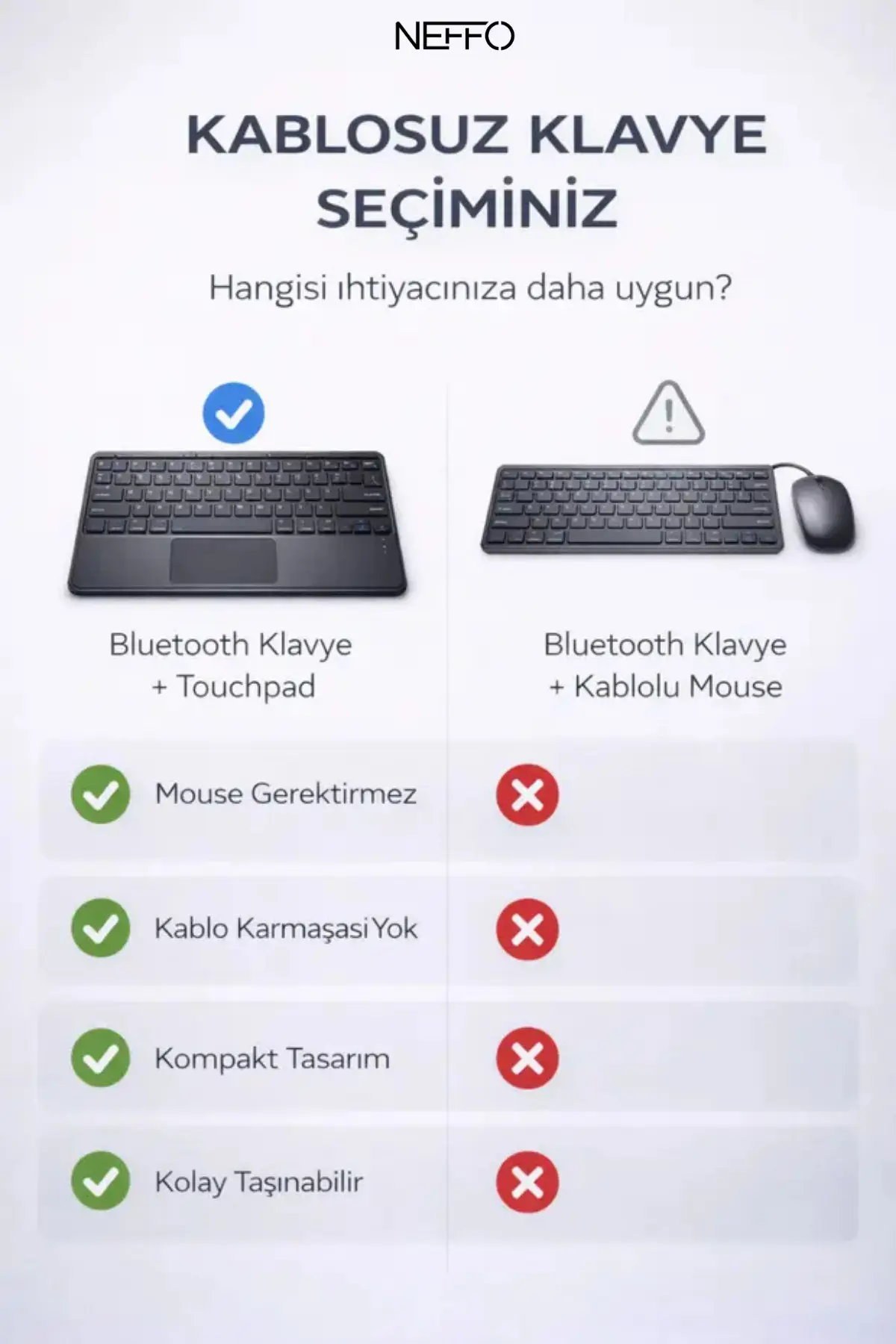Touchpadli Kablosuz Klavye Sessiz Tuş Bilgisayar Tablet