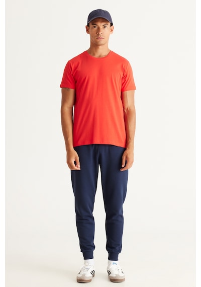AC&Co / Altınyıldız Classics Erkek Kırmızı Slim Fit Dar Kesim %100 Pamuk Bisiklet Yaka Kısa Kollu Tişört Kirmizi