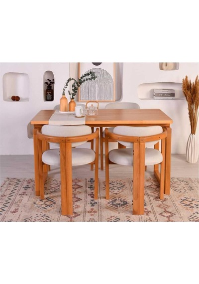 Vow Chair Cheri - Modern Ve Ahşap Masa Sandalye Takımı - 4 Sandalye, 1 Masa - Krem Medium Genel Vow Chair Cheri - Modern Ve Ahşap Masa Sandalye Takımı - 4 Sandalye, 1 Masa - Krem Medium Genel
