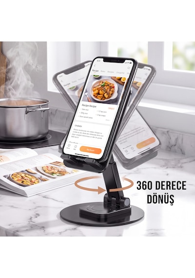 Katlanabilir 360 Dönebilen Ayarlanabilir Telefon Tutucu Masa Üstü Stand - Dst-04 Siyah