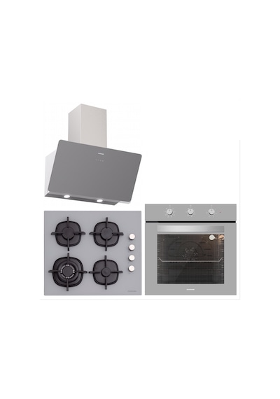 Silverline BO6503S01 - CS5429S01 - 3457 Soho 60 CM Gri Cam Ankastre Set