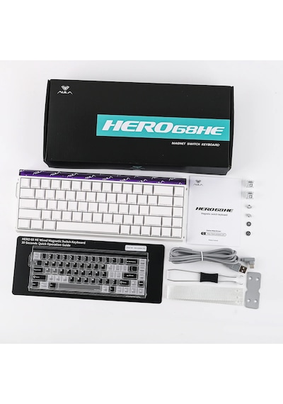Aula Hero 68 He Manyetik Klavye Rapid Trigger Meteor Switch 8000hz Rgb Neon Tkl Hot Swap Oyuncu Klavyesi Beyaz