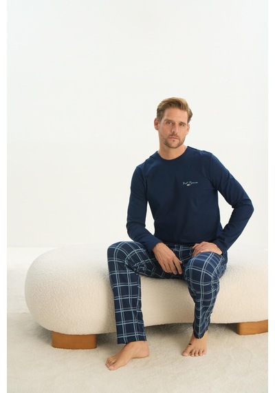 Sevim Erkek Uzun Kol Lacivert Pijama Takım C8t1n5o9 001