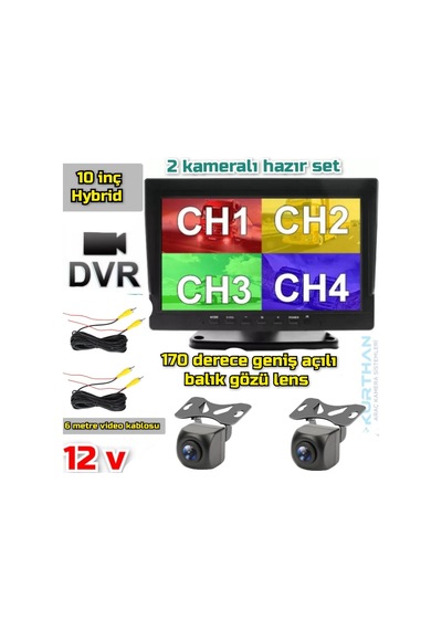 10 '' Hybrid Dvr Ekran 2 Ad 170'' Balık Gözü Geniş Açı Kamera