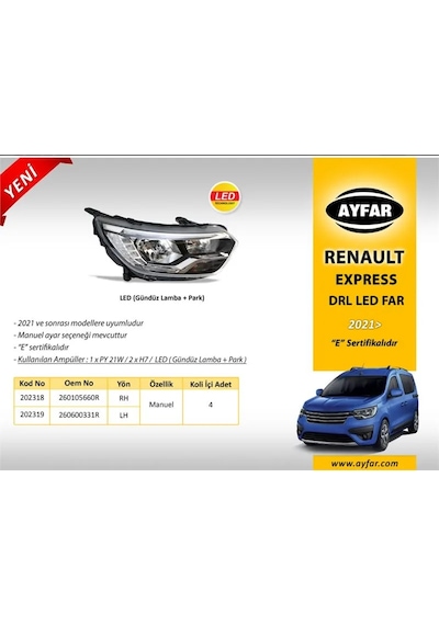 Renault Express 2021&gt Far Sol Drl Gündüz Ledli